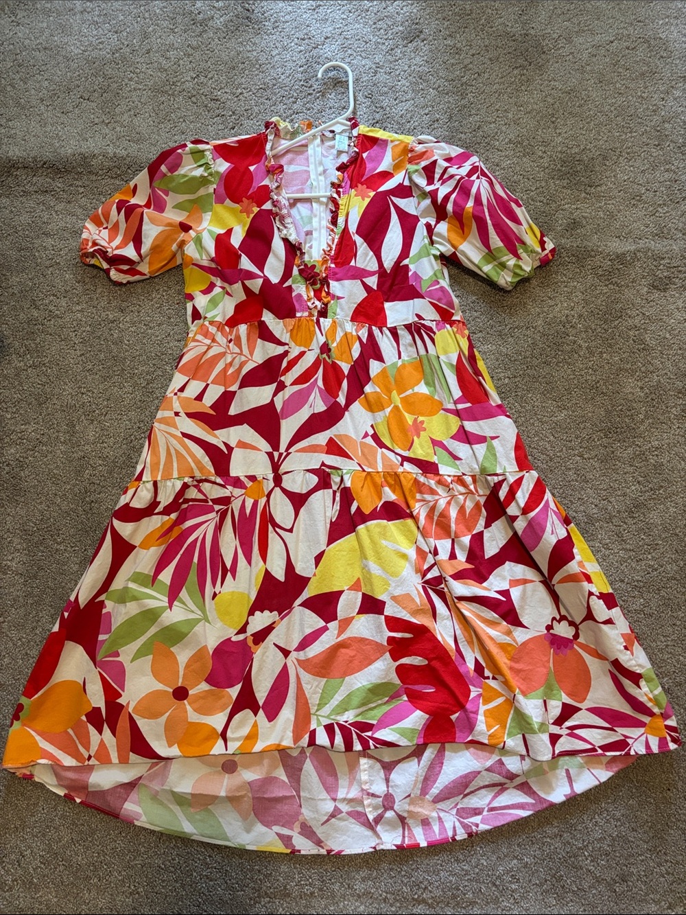 London Times Multicolor Floral Ruffle Midi Dress